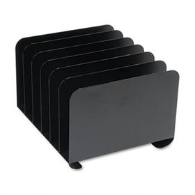 Desktop Vertical Organizer, Six Sections, Steel, 12 x 11 x 8 1/8, Black