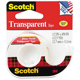 Transparent Tape in Hand Dispenser, 1/2"" x 450"", Clearscotch 