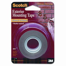Exterior Weather-Resistant Double-Sided Tape, 1"" x 60"", Gray w/Red Linerscotch 