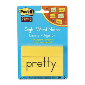 Post-it 562SWN2 - Super Sticky Sight Word Notes for Kids, 3 x 4, 2 150-Sheet Pads/Pack