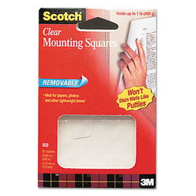Mounting Squares, Precut, Removable, 11/16"" x 11/16"", Clear, 35/Pack