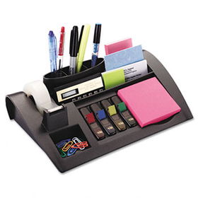 Notes Dispenser with Weighted Base, Plastic, 12 x 8 x 2, Charcoal Graypost 
