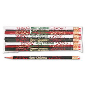 Decorated Wd Pencil, Merry Christmas, #2, BLK/GN/RD/WE Brl, Dozenmoon 