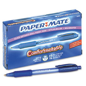 ComfortMate Grip Ballpoint Retractable Pen, Blue Ink, Medium, Dozenpaper 