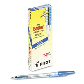 Better Ballpoint Stick Pen, Blue Ink, Fine, Dozenpilot 