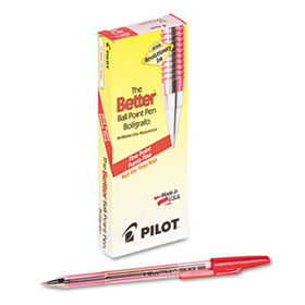 Better Ballpoint Stick Pen, Red Ink, Fine, Dozenpilot 