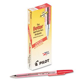 Better Ballpoint Stick Pen, Red Ink, Medium, Dozenpilot 