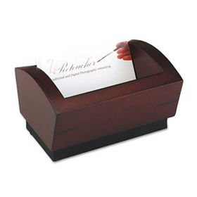 Executive Woodline II Business Card Holder for 100 2 1/4 x 4 Cards, Mahogany