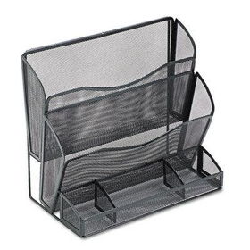 RolodexTM 21972 - Mesh Two-Pocket File Stand/Organizer, 5 Sections, 13 7/8w x 8d x 12 1/2h, Black
