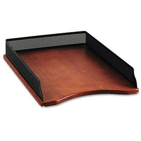 Rolodex 22613 - Distinctions Self-Stacking Legal Desk Tray, Metal/Wood, Black/Rich Cherry