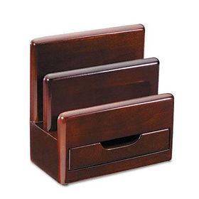 RolodexTM 23333 - Desktop Sorter with Drawer, 3 Sections, Wood, 8 1/2w x 5 7/8d x 6 7/8h, Mahogany