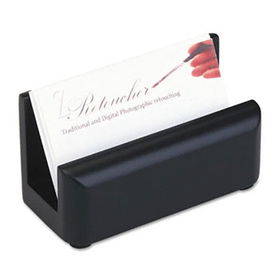 Wood Tones Business Card Holder, Capacity 50 2 1/4 x 4 Cards, Black