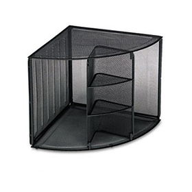 Mesh Corner Desktop Shelf, Five Sections, 20 x 14 x 13, Blackrolodex 
