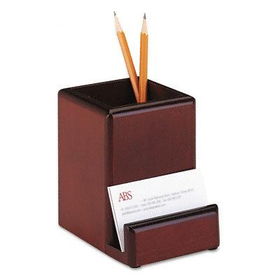 RolodexTM 66421 - Wood Tones Pencil Cup and Card Holder, 3 1/2 x 4 3/4 x 5, Mahogany