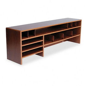 Safco 3651MO - Single Shelf Desktop Organizer, 15 Sections, 57 1/2w x 12d x 18h, Medium Oak
