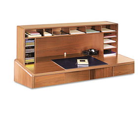 Safco 3661MO - High-Clearance One-Shelf Desk Organizer, 12 Sections, 57 1/2w x 12d x 18h, Oak