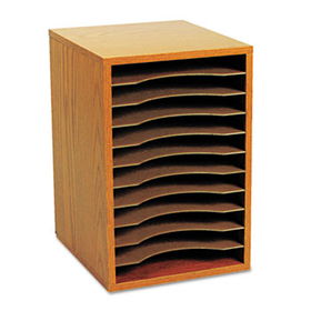Wood Vertical Desktop Sorter, 11 Sections 10 5/8 x 11 7/8 x 16, Medium Oaksafco 