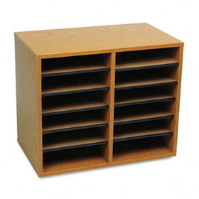 Wood/Fiberboard Literature Sorter, 12 Sections, 19 5/8 x 11 7/8 x 16 1/8, Oaksafco 