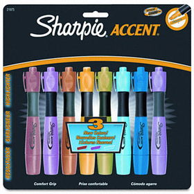 Sharpie Accent 21975 - Accent Grip Highlighter, Chisel Tip, Assorted Color, 8/Set