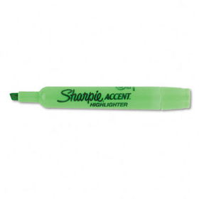 Accent Tank Style Highlighter, Chisel Tip, Fluorescent Green, 12/Pk