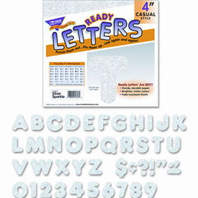 Ready Letters Sparkles Letter Set, Silver Sparkle, 4""h, 71/Setletters 