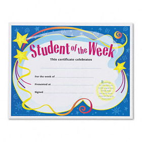 Student of the Week Certificates, 8-1/2 x 11, White Border, 30/Packtrend 