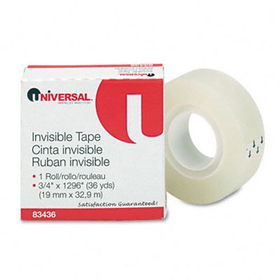 Invisible Tape, 3/4"" x 1296"", 1"" Core, Clearuniversal 