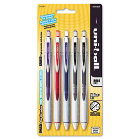 uni-ball 1741787 - Vision Ballpoint Retractable Airplane-Safe Pen, Assorted Ink, Bold, 5 per Packuni 