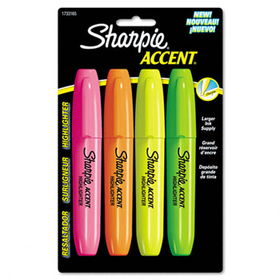 Sharpie Accent 1733165 - Accent Jumbo Highlighters, Chisel Tip, Fluorescent Green/Orange/Pink/Yellow,4/Pksharpie 
