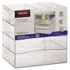 Optimizers Four-Way Organizer with Drawers, Plastic, 13 1/4 x 13 1/4 x 10, Clearrubbermaid 