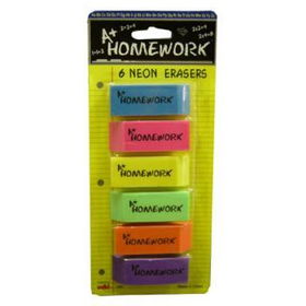 Erasers - Neon colors - 6 pack Case Pack 48erasers 