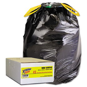 XtremeFlex WEB1XFDT42 - Drawstring Can Liners, 30 Gallon, 1.05 mil, Black, 42/Cartonxtremeflex 