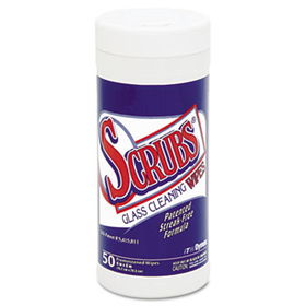 SCRUBS 98556EA - CLEAR REFLECTIONS Glass/Surface Wipes, Cloth, 6 x 8, 50/Canister
