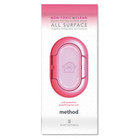 Method 00783 - Flat Pack All Purpose Cleaning Wipe, Bamboo, 30/Pouch, Pink Grapefruit Scent