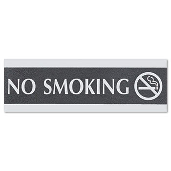 Headline Sign 4757 - Century Series Office Sign, No Smoking, 9 x 1/2 x 3, Black/Silver