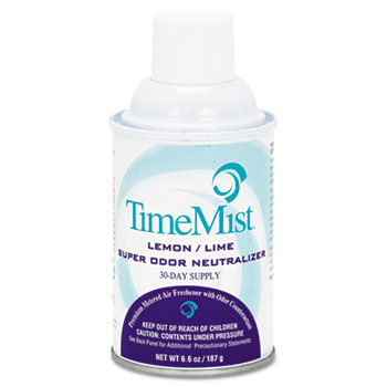 Metered Aerosol Fragrance Dispenser Refill, Lemon Lime, 6.6oz, 12/Cartontimemist 