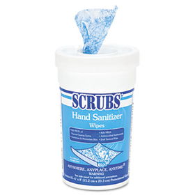 SCRUBS 90985 - Antimicrobial Hand Sanitizer Wipes, 9 3/4 x 10 1/2, 85/Canister, 6/Carton