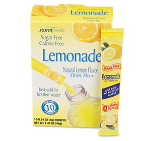 Office Snax 02722 - Flavor Stix for Bottled Water, Sugar-Free, Lemonade, .14 oz, 10 Stix/Box