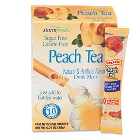 Office Snax 02724 - Flavor Stix for Bottled Water, Sugar-Free, Peach Tea, .07 oz, 10 Stix/Box