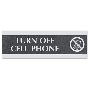 Headline Sign 4759 - Century Series Office Sign,Cell Phones Must Be Turned Off, 9 x 1/2 x 3