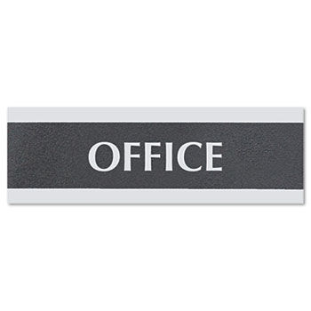 Headline Sign 4762 - Century Series Office Sign, Office, 9 x 1/2 x 3, Black/Silver