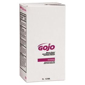 GOJO 7520 - RICH PINK Antibacterial Lotion Soap Refill, 5000 mL, Floral Scent,Pink, 2/Cartongojo 