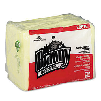 Georgia Pacific 29616 - Brawny Industrial Dusting Cloths Quarterfold, 17 x 24, Yellow, 50/Pack, 4/Cartongeorgia 