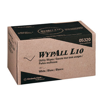 KIMBERLY-CLARK PROFESSIONAL* 05320 - WYPALL L10 Utility Wipers, 9 x 10.5, POP-UP Box, White, 125/Box, 18/Cartonkimberly 