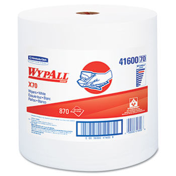 KIMBERLY-CLARK PROFESSIONAL* 41600 - WYPALL X70 Wipers, Jumbo Roll, Perf., 12 1/2 x 13 2/5, White, 870/Roll, 1/Cartonkimberly 