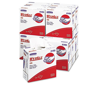 KIMBERLY-CLARK PROFESSIONAL* 41455 - WYPALL X70 Wipers, POP-UP Box, 9 1/10 x 16 4/5, White, 100/Box, 10/Cartonkimberly 