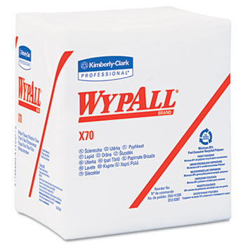 KIMBERLY-CLARK PROFESSIONAL* 41200 - WYPALL X70 Wipers, 1/4-Fold, 12 1/2 x 14 2/5, White, 76/Pack, 12/Cartonkimberly 