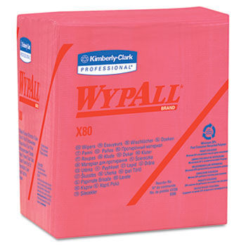 KIMBERLY-CLARK PROFESSIONAL* 41029 - WYPALL X80 Wipers, 1/4-Fold, HYDROKNIT, 12 1/2 x 13, Red, 50/Box, 4/Cartonkimberly 