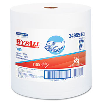 KIMBERLY-CLARK PROFESSIONAL* 34955 - WYPALL X60 Wipers, Jumbo Roll, 12 1/2 x 13 2/5, 1100/Roll, 1/Cartonkimberly 