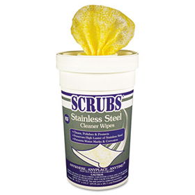 SCRUBS 91930 - Stainless Steel Cleaner Towels, 30 Towels/Canister